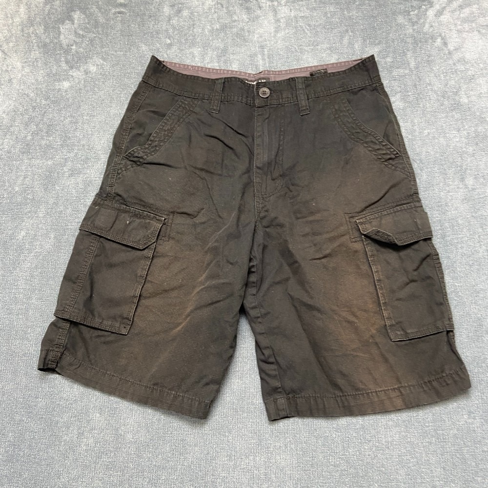 Airwalk Cargo Shorts Mens 32 Black Cotton 10" Inseam Utility Pockets Workwear